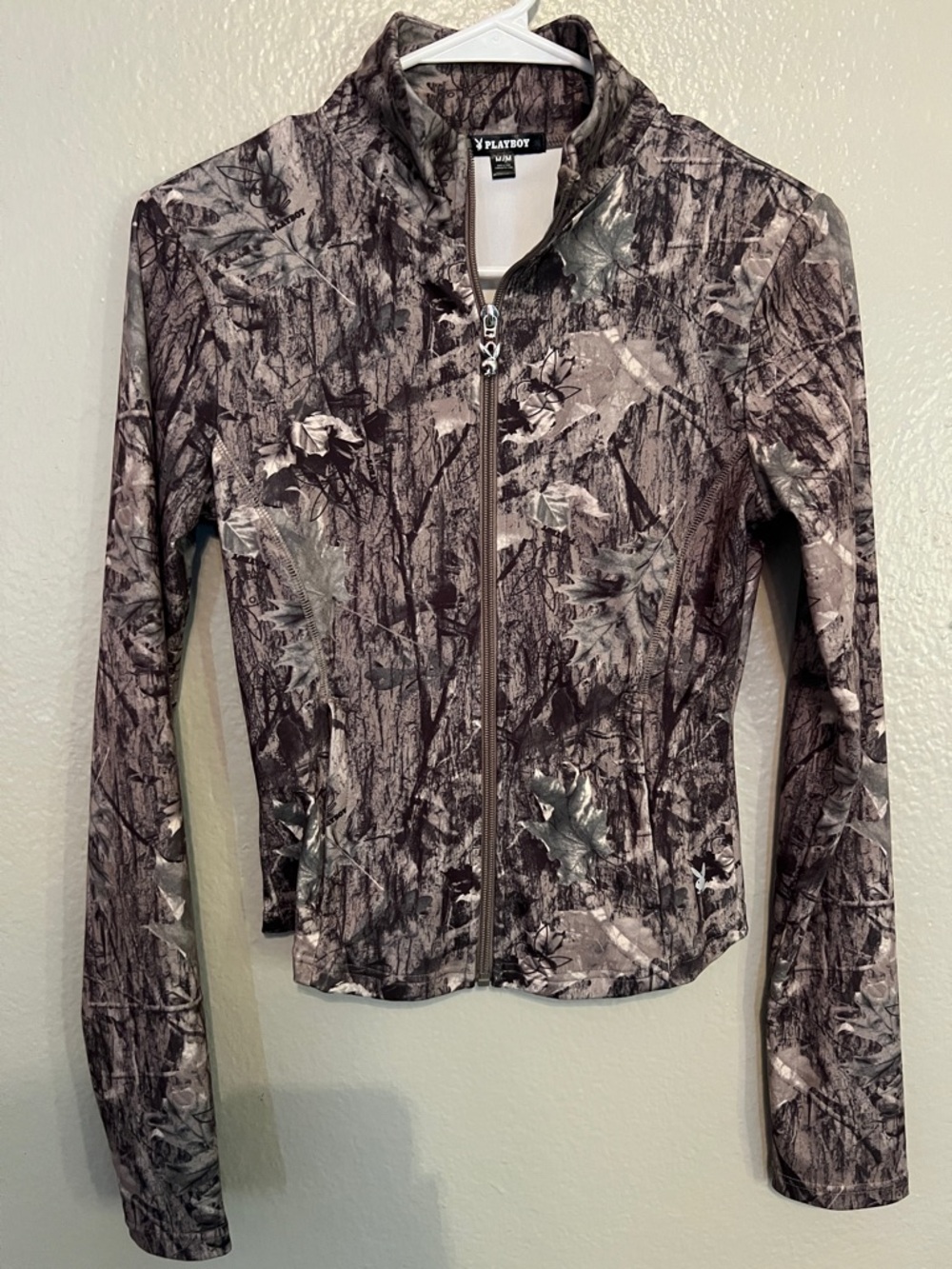 PLAYBOY Brown & Gray Woodland Camo Zip Jacket